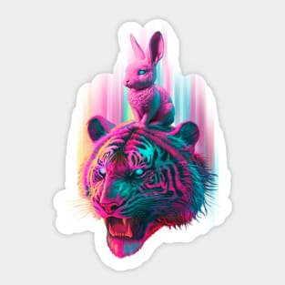Be brave bunny and tiger Sticker